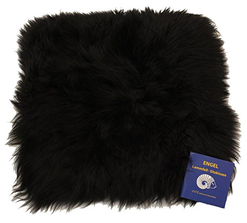 Reissner Lammfelle | DIANA-3030-SCH | Sitzauflage | Echtes Schaffell | hochwollig | Seiten eingefasst | Rückseite mit Stoff abgefüttert | quadratisch | 30x30cm schwarz von Reissner Lammfelle