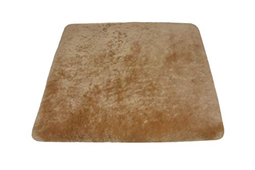 Reissner Lammfelle | SIKI-VF | echtes Merino Schaffell | Sitzpolster Autokissen Rollstuhlauflage Katzenbett | Vollfell Qualität | 40x40cm Camel Hellbraun von Reissner Lammfelle