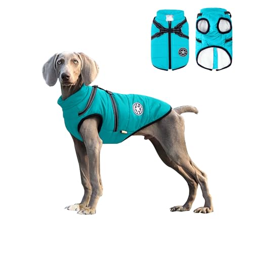 Reiteag Emmalove Wasserdichter Hundemantel Winter Extreme mit Hundegeschirr, Winter Warm Gefütterter Hundejacke, mit Reflexstreifen, Katzen und Hundeliebling Wasserdichter Fleece Wintermantel von Reiteag