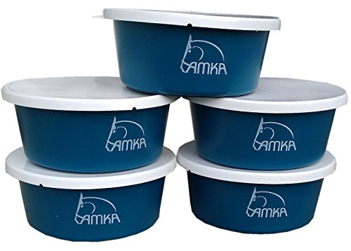 Reitsport Amesbichler AMKA Müslischale Futterschale Leckschüssel 5er Set 5 Liter mit Deckel für Tiere, Pferde, Hunde usw. Farbe: Petrol von Reitsport Amesbichler