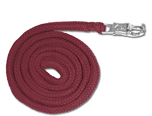 Reitsport Amesbichler ECO Anbindestrick Anbindeseil Führstrick Führleine mit silberfarbenen Panikhaken ca. 2 m Farbe: weinrot von Reitsport Amesbichler