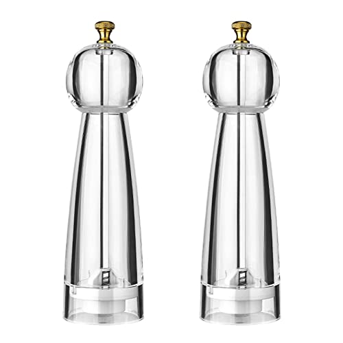 Reiwosee Pfeffermühle & Salzmühle, 2er Set Klassische Transparent Acryl Gewürzmühle, Keramik Klingen Einstellbarer Grobe Mühle, Auch Als Chilimühle für Verschiedene Gewürze Pepper Grinder 8in Acrylic von Reiwosee