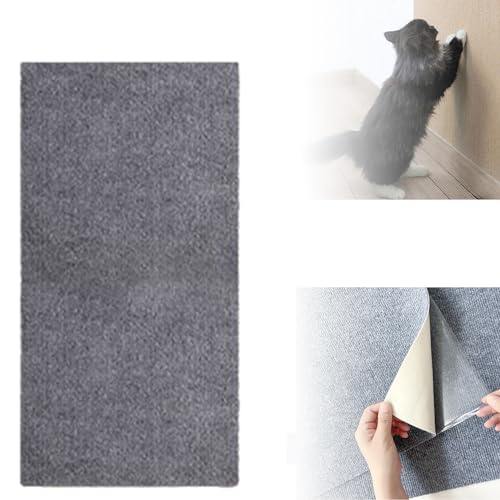 Cat Scratching Mat, Trimmable Cat Scratching Carpet, Self-Adhesive Cat Carpet Mat, Wall Couch Furniture Protector (40 * 100cm,Gray) von Rejckims