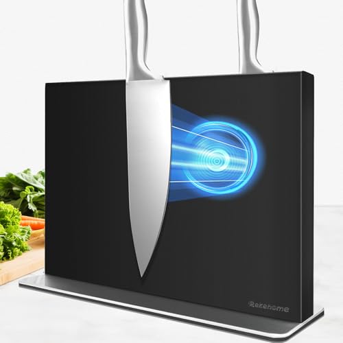 Rekehome Messerblock magnetischer ohne Messer, 30 cm Schwarz Messerhalter magnetisch aus 304 Edelstahl, beidseitig starker Magnet Knife Holder für eine aufgeräumte Küche von Rekehome