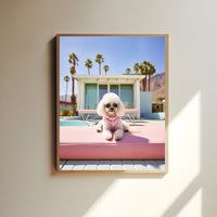 Poolside Poodle in Paradise, Palm Springs Poster, Pudel Perfect Gift For Dog Lovers, Geschenk, Lustiges Poster von RelatableStds