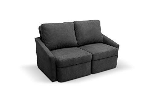 DOMO. collection Relax Couch | Dauerschläfer Boxspring Sofa mit Schlaffunktion | 2-Sitzer Schlafsofa Gästebett | 168 x 96 x 86 cm | dunkelgrau von DOMO. collection