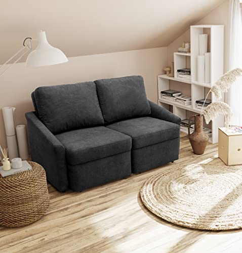 DOMO. collection Sofa Relax, 2-Sitzer Dauerschläfer, Boxspring Couch mit Schlaffunktion, Schlafsessel, Gästebett, Schlafsofa 168 x 96 x 86 cm (BxTxH), dunkelgrau von DOMO. collection