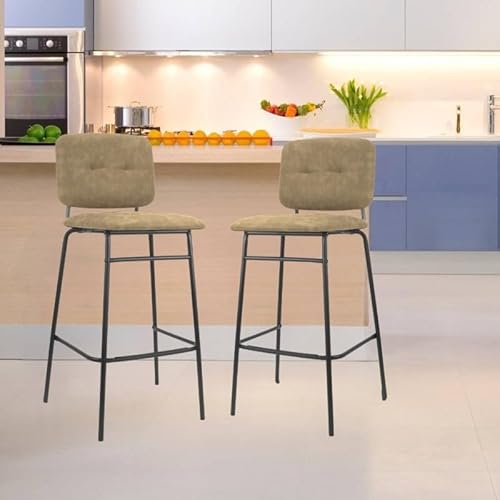 Relax e Design Set mit 2 Hockern mit Rückenlehne und gepolsterter Sitzfläche mit Samtstoff, Gestell aus schwarzem Metall mit Fußstütze, geeignet für Zuhause, Bars, Pubs, Clubs. L 41 x T 43 x H 106 cm Relax e Design Set mit 2 Hockern mit Rückenlehne und gepolsterter Sitzfläche mit Samtstoff, Gestell aus schwarzem Metall mit Fußstütze, geeignet für Zuhause, Bars, Pubs, Clubs. L 41 x T 43 x H 106 cm von Relax e Design