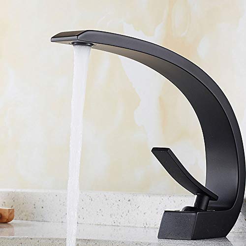 Waschtischarmatur für Bad Wasserhahn Bad Armatur Chrom Einhebelmischer Modern für Badezimmer (Schwarz) von Relax love