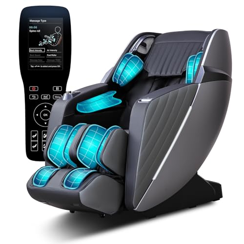 RelaxRelife Massagesessel Ganzkörper, 4D Zero Gravity Recliner, SL Track mit Heizung und Luftkompression, Shiatsu,mit Bluetooth Lautsprecher, Fußrollen(Schwarz) von RelaxRelife