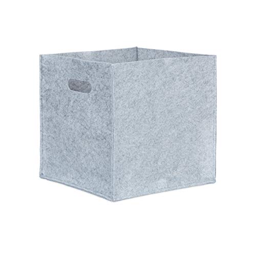 1 x Quadratischer Filzkorb, faltbar, mit 2 Trageöffnungen, schicker Regalkorb, H x B x T: 30 x 30 x 30 cm, grau 1 x Quadratischer Filzkorb, faltbar, mit 2 Trageöffnungen, schicker Regalkorb, H x B x T: 30 x 30 x 30 cm, grau von Relaxdays