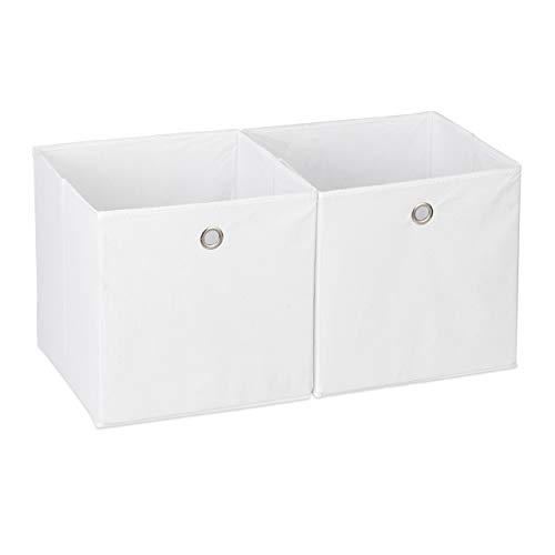 12 x Aufbewahrungsbox Stoff, quadratisch, Aufbewahrung für Regal, Stoffbox in Würfelform, HxBxT: 30 x 30 x 30 cm, weiß von Relaxdays