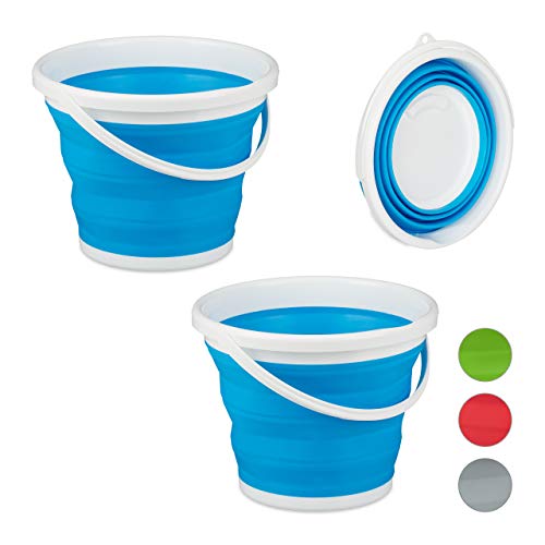 2 x Faltbarer Eimer, 10 l Putzeimer, platzsparend zusammenklappbar, Falteimer für Haus, Auto und Camping, blau 2 x Faltbarer Eimer, 10 l Putzeimer, platzsparend zusammenklappbar, Falteimer für Haus, Auto und Camping, blau von Relaxdays