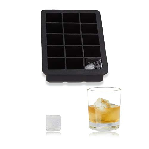 2x Eiswürfelform aus Silikon, für 2,5 cm Eiswürfel, BPA-frei, Eiswürfelbehälter, H x B x T: ca. 3 x 15 x 9,5 cm, schwarz von Relaxdays