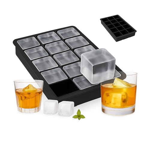Relaxdays 3X Eiswürfelform Silikon, für 3,5 cm Eiswürfel, BPA-frei, für Cocktails, H x B x T: ca. 3,5 x 19,5 x 12,5 cm, schwarz von Relaxdays