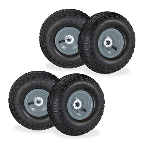 4 x Sackkarrenrad 4.1/3.5-4, luftbereifte Ersatzräder für Bollerwagen, für 16 mm Achse, 136 kg, 260x85mm, schwarz-grau 4 x Sackkarrenrad 4.1/3.5-4, luftbereifte Ersatzräder für Bollerwagen, für 16 mm Achse, 136 kg, 260x85mm, schwarz-grau von Relaxdays