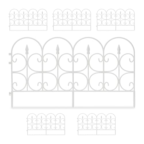6 tlg. Beetzaun Set aus wetterfestem Kunststoff, 30cm hoch, schöner Dekozaun, mit Erdspießen, 4m Zierzaun, weiß 6 tlg. Beetzaun Set aus wetterfestem Kunststoff, 30cm hoch, schöner Dekozaun, mit Erdspießen, 4m Zierzaun, weiß von Relaxdays