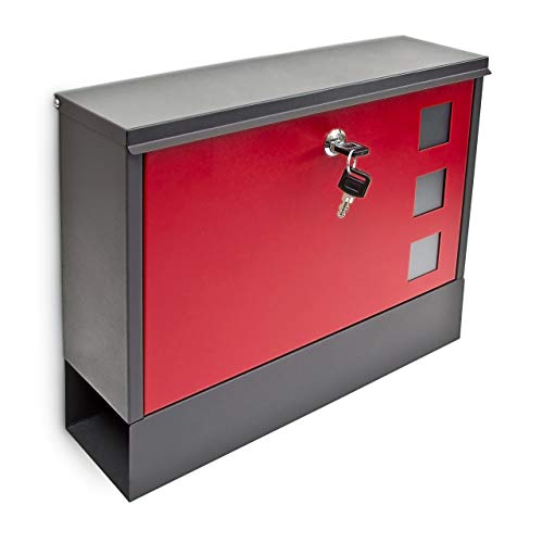 Relaxdays Briefkasten mit Zeitungfach, HBT: 30 x 36 x 10 cm, Metall, mit 2 Schlüsseln, moderner Postkasten, schwarz/rot Relaxdays Briefkasten mit Zeitungfach, HBT: 30 x 36 x 10 cm, Metall, mit 2 Schlüsseln, moderner Postkasten, schwarz/rot von Relaxdays