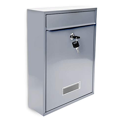 Relaxdays Design Briefkasten Metall Silber 26,5 x 35 x 8,5 cm von Relaxdays