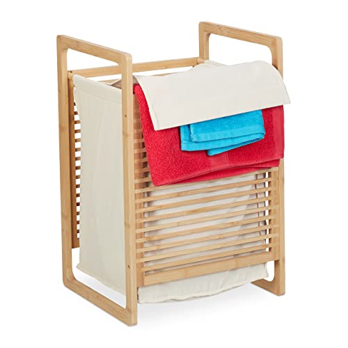 Relaxdays Wäschekorb Bambus, eckig, mit Griffen & Deckel, HBT: 60 x 40 x 35 cm, Wäschebox für Schmutzwäsche, Natur/Creme Relaxdays Wäschekorb Bambus, eckig, mit Griffen & Deckel, HBT: 60 x 40 x 35 cm, Wäschebox für Schmutzwäsche, Natur/Creme von Relaxdays