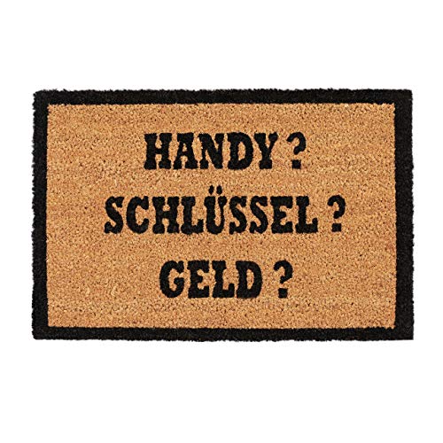 Relaxdays, Natur/schwarz Kokosmatte Alles DABEI, Fußmatte aus Kokosfasern, rutschfeste Türmatte, Handy, 40x60cm, Standard von Relaxdays