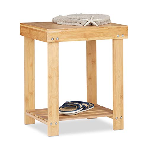 Relaxdays, Natur Bambus Hocker, Ablage, niedrig, natürliche Optik, feuchtigkeitsbeständig, stabil, HxBxT: 50,5x41,5x32cm, Standard Relaxdays, Natur Bambus Hocker, Ablage, niedrig, natürliche Optik, feuchtigkeitsbeständig, stabil, HxBxT: 50,5x41,5x32cm, Standard von Relaxdays