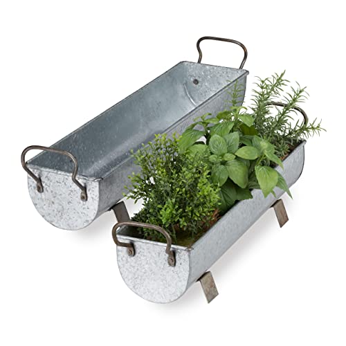 Relaxdays Blumenkasten Dachrinne, 2er Set, Garten & innen, Vintage Design, Eisen, Metallwannen zum Bepflanzen, Silber Relaxdays Blumenkasten Dachrinne, 2er Set, Garten & innen, Vintage Design, Eisen, Metallwannen zum Bepflanzen, Silber von Relaxdays