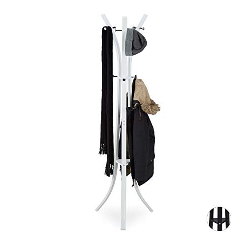Relaxdays, Weiß Garderobenständer Style, Stabile Standgarderobe aus Metall für Jacken, 175 cm hoher Kleiderständer von Relaxdays