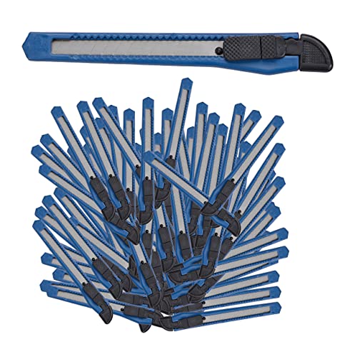 Relaxdays, blau Cuttermesser 100er Set, sicheres Einrasten, 9mm Abbrechklingen, Messer für Kartons & Tapete, zum Basteln, Stahl, PP, Standard von Relaxdays
