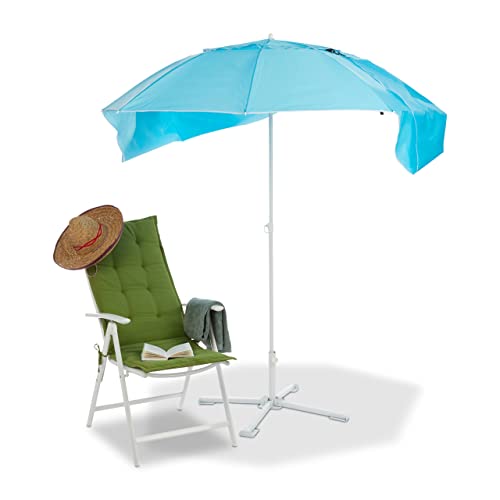 Relaxdays, blau Sonnenschirm Strandmuschel, 2 in 1 Sonnenschutz f. Strandurlaub, inkl. Tragetasche, Schirm HxD 210x180cm, 10023309 von Relaxdays