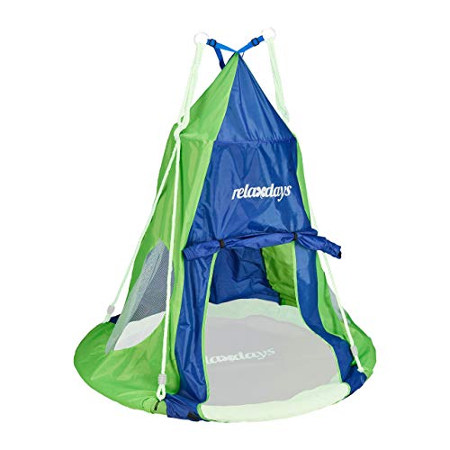 Relaxdays Zelt für Nestschaukel, Bezug für Schaukelsitz bis 110 cm, Rundschaukel Zubehör, Garten Schaukelnest, blau-grün von Relaxdays