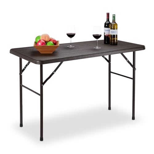 Relaxdays, braun Gartentisch, Holzoptik, eckiger Klapptisch, Kunststoff, Metall, Balkontisch, HxBxT: 74 x 120 x 60 cm, 10026107_93 von Relaxdays