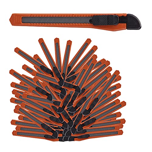 Relaxdays, orange Cuttermesser 100er Set, sicheres Einrasten, 9mm Abbrechklingen, Messer für Kartons & Tapete, zum Basteln, Standard von Relaxdays