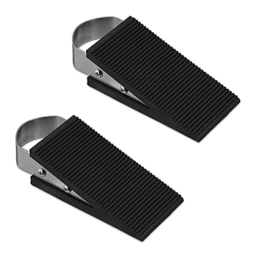 Relaxdays, schwarz Türkeil 2er Set, Gummi, Edelstahl, rutschfeste Keile, Türstopper für Boden, HBT: 3 x 5 x 12 cm, silber, 10010084 Relaxdays, schwarz Türkeil 2er Set, Gummi, Edelstahl, rutschfeste Keile, Türstopper für Boden, HBT: 3 x 5 x 12 cm, silber, 10010084 von Relaxdays