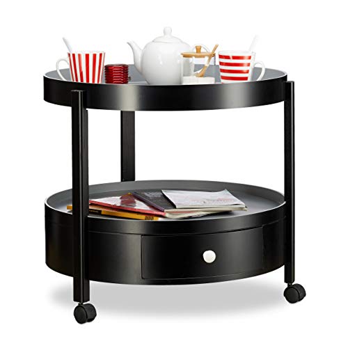 Relaxdays, schwarz-grau Beistelltisch rund, Schubfach und 2 Ablagen, mobiler Couch-oder Nachttisch, HxØ: 56,5 x 62 cm, Standard Relaxdays, schwarz-grau Beistelltisch rund, Schubfach und 2 Ablagen, mobiler Couch-oder Nachttisch, HxØ: 56,5 x 62 cm, Standard von Relaxdays