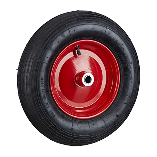 Relaxdays, schwarz-rot Schubkarrenrad 4.80 4.00-8 luftbereift, Komplettrad 120 kg Traglast, Luftreifen m. Ventil, 10022853 von Relaxdays