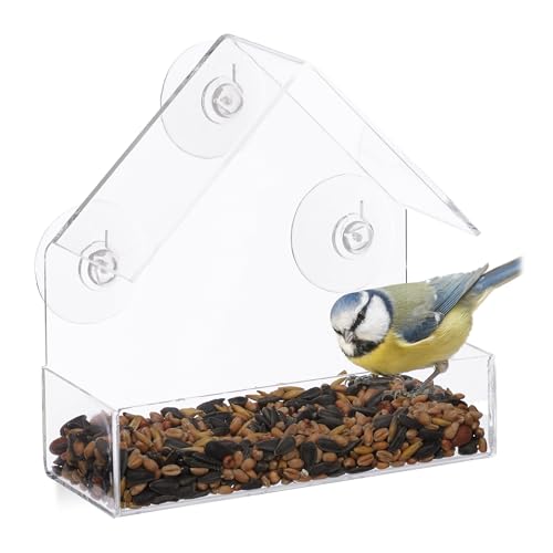 Relaxdays, transparent Fenster-Vogelfutterhaus, für Wildvögel, 3 Saugnäpfe, Futterstation mit Dach, HBT: 15 x 15 x 7 cm, Acrylglas, PVC, 1 Stück Relaxdays, transparent Fenster-Vogelfutterhaus, für Wildvögel, 3 Saugnäpfe, Futterstation mit Dach, HBT: 15 x 15 x 7 cm, Acrylglas, PVC, 1 Stück von Relaxdays