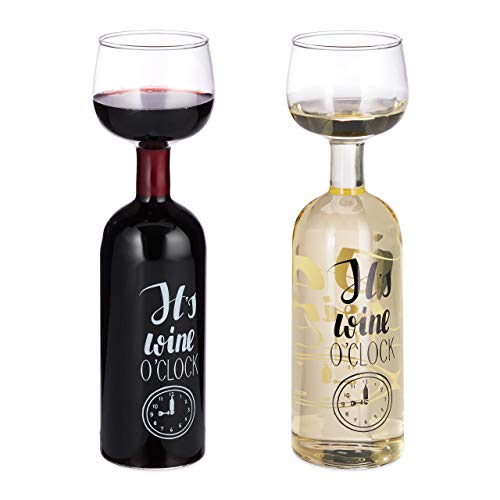 Relaxdays, transparent Weinflasche Glas, XL Weinglas mit Spruch, Fun Geschenk für Weinliebhaber, Weinflaschenglas 750 ml, (1er Pack) von Relaxdays