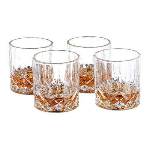Relaxdays, transparent Whisky Gläser 4er Set, 200 ml, Gastro, edle Kristalloptik, feine Whiskybecher, f. Hausbar/Vitrine, 4 Stück (1er Pack), 4 von Relaxdays