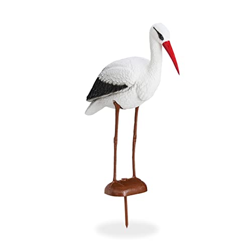 Relaxdays, weiß/rot Gartenfigur Storch, Garten Dekofigur, Fischreiher Schutz, Klapperstorch Geburt, HBT 80 x 22 x 64 cm, Gartendeko Figur Relaxdays, weiß/rot Gartenfigur Storch, Garten Dekofigur, Fischreiher Schutz, Klapperstorch Geburt, HBT 80 x 22 x 64 cm, Gartendeko Figur von Relaxdays