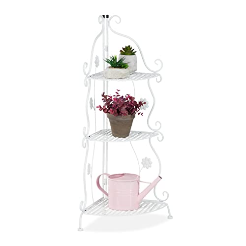 Relaxdays Blumenregal Metall, 3-stufiges Pflanzenregal, HxBxT: 82,5 x 31 x 31 cm, innen & außen, Retro Eckregal, weiß Relaxdays Blumenregal Metall, 3-stufiges Pflanzenregal, HxBxT: 82,5 x 31 x 31 cm, innen & außen, Retro Eckregal, weiß von Relaxdays