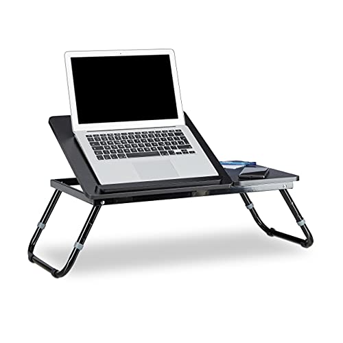 Relaxdays 1 x Laptoptisch fürs Bett, verstellbar, Betttablett klappbar, Leseklappe und Ablage, HxBxT: 40 x 75 x 35 cm, schwarz von Relaxdays