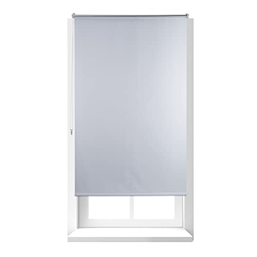 Relaxdays 1 x Thermo Verdunklungsrollo, Hitzeschutz, Fenster Seitenzugrollo, Klemmfix ohne Bohren, 100x160, Stoff 96cm, weiß von Relaxdays