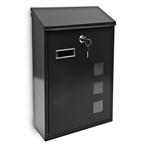 Relaxdays 10017417_B Schwarz Design Briefkasten aus Metall 25x40 cm, 40 x 25 x 10 cm von Relaxdays