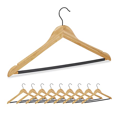 Relaxdays Bamboo Coat Hanger Set of 10 10er Set Kleiderbügel Bambus, Garderobenbügel, Kerben & Steg, rutschfest, 360° drehbarer Haken, Natur/schwarz, Eisen Polyvinylchlorid (PVC), 10 Stück Relaxdays Bamboo Coat Hanger Set of 10 10er Set Kleiderbügel Bambus, Garderobenbügel, Kerben & Steg, rutschfest, 360° drehbarer Haken, Natur/schwarz, Eisen Polyvinylchlorid (PVC), 10 Stück von Relaxdays