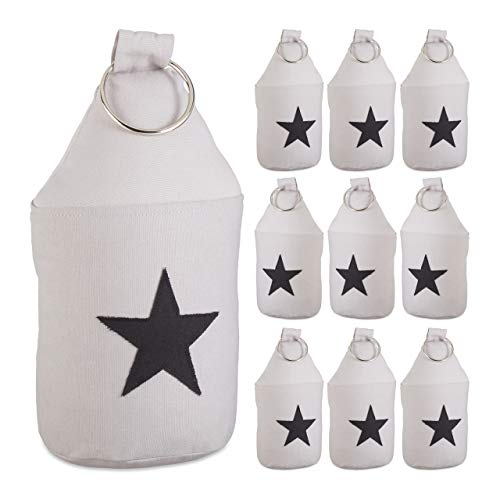Relaxdays 10er Set Türstopper Stern, Türpuffer Stoff, Türsack Boden, extra hoch, mit Griff, dekorativ, HxD: 23 x 11 cm, grau von Relaxdays