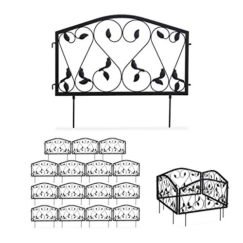 Relaxdays 16 TLG. Beetzaun, Beetumrandung für Garten, Steckzaun Eisen, antik, Blätter Design, Zierzaun, HxB 33 x 900 cm, schwarz Relaxdays 16 TLG. Beetzaun, Beetumrandung für Garten, Steckzaun Eisen, antik, Blätter Design, Zierzaun, HxB 33 x 900 cm, schwarz von Relaxdays