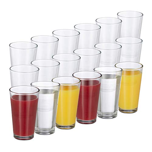 Relaxdays 18er Set Trinkgläser, dickwandige Wassergläser, schlichtes Design, spülmaschinenfest, 400 ml, transparent von Relaxdays