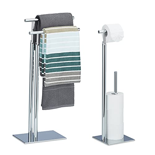Relaxdays 2 TLG Bad Set PAGNONI, WC Garnitur, Handtuchhalter, Toilettenpapierhalter, Handtuchständer, Klopapierhalter, freistehend Relaxdays 2 TLG Bad Set PAGNONI, WC Garnitur, Handtuchhalter, Toilettenpapierhalter, Handtuchständer, Klopapierhalter, freistehend von Relaxdays