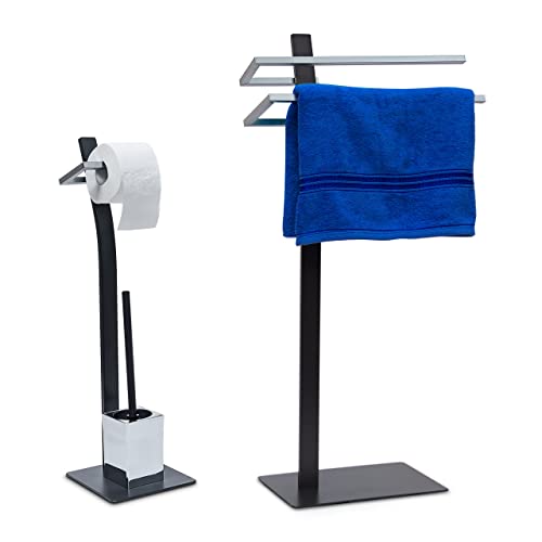 Relaxdays 2 TLG Badezimmer Set GRAO, WC Garnitur freistehend, Handtuchhalter 2 Arme, Toilettenpapierhalter, Toilettenbürstenhalter Relaxdays 2 TLG Badezimmer Set GRAO, WC Garnitur freistehend, Handtuchhalter 2 Arme, Toilettenpapierhalter, Toilettenbürstenhalter von Relaxdays